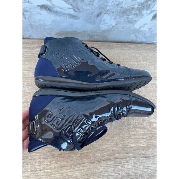 Bikkembergs Navy Patent Leather High Top Sneakers Streetwear size 40/ 9.5 - Picture 8 of 11
